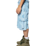 Denim Cargo Shorts – Sky Blue